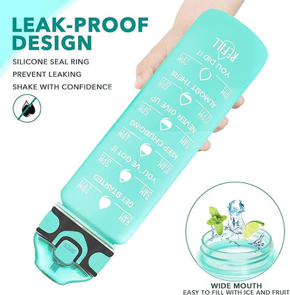 Enerbone 32 oz Water Bottle with Times to Drink and Straw, Motivational Drinking Water Bottles with Carrying Strap, Leakproof BPA & Toxic Free, Ensure You Drink Enough Water for Fitness Gym Outdoor