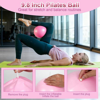 Home Pilates Essentials Kit for Women, Pilates Kit for Home Workouts, Pilates Equipment with Figure 8 Resistance Band, 14" Magic Circle, Yoga Ring, Pilates Accessories Set for Starter Workout