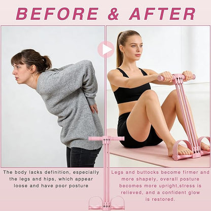 Pedal Resistance Bands with Handles, Upgrade 6-Tube Natural Rubber Foot Pedal Resistance Band for Multifunction Stretching Workout, Abdomen Waist Arms Legs Training