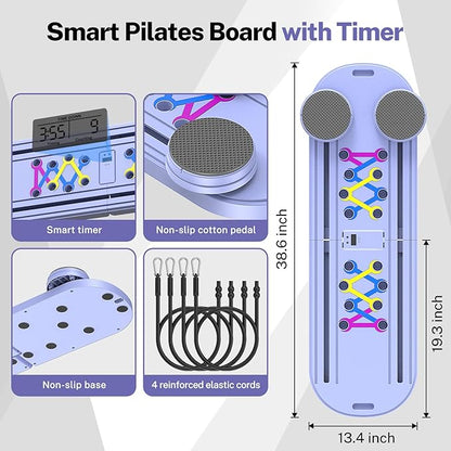 Pilates Board,Foldable Pilates Reformer Equipment with Timer, Multi-Purpose Portable Pilates Reformer Machine Home Pilates Kit for Home Workout,Fitness,Exercise,Abs
