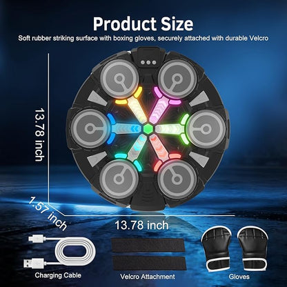 Music Boxing Machine, Wall Mounted Punching Bag with Bluetooth, Boxing Training Workout Equipment with Gloves, Ideal Gift for Kids and Adults, Home, Office and Gym
