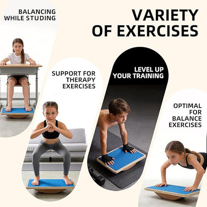 Juoe Balance Board Wobble Board for Adults and Kids - Anti-Slip 350LBS Balance Board for Physical Therapy,Balance Training,Posture Correction,Standing Desk Core Strength Wooden Balance Rocker Board
