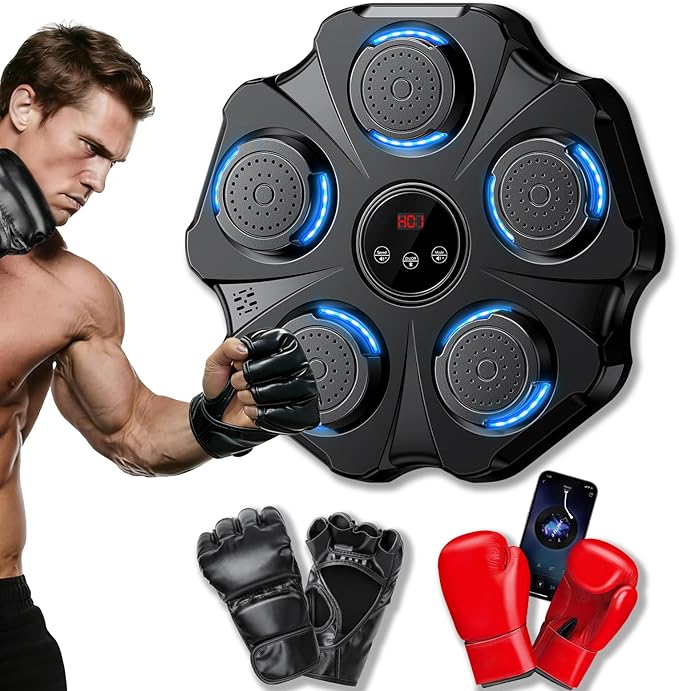 2025 Upgraded Music Boxing Machine - Interactive Punching Trainer, Large Size Wall Mounted Electronic Boxing Target with Adult & Kids Gloves, 9 Modes & 9 Speeds for Adults & Kids