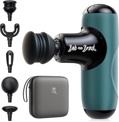 BOB AND BRAD Q2 Mini Massage Gun, Pocket-Sized Deep Tissue Massager Gun, Portable Percussion Muscle Massager Gun, Ultra Small & Quiet Muscle Massage Gun with Carry Case -Green