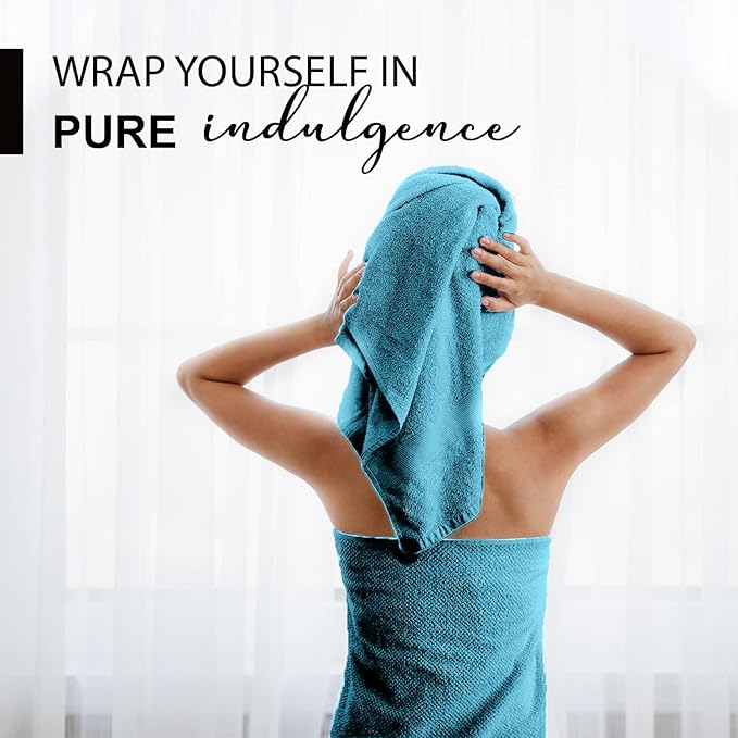 100% Cotton Bath Towels, 24x48 Pack of 6 Towels, Quick Dry, Highly Absorbent, Soft Feel Towel, Gym, Spa, Bathroom, Shower, Pool, Luxury Soft Towels (Aqua, 24x48-6 Pack)