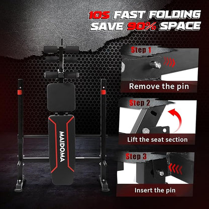1500LB 8 IN 1 Weight Bench with Lat Pulldown and Leg Extension/Curl, Foldable Bench Press with Preacher Curl & Rack, Workout Benches with Safety Bar Catches for Home Gym(US Stock)