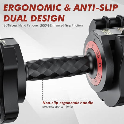 Adjustable Dumbbell Set, 22.5lb 5-in-1 Quick Adjust Dumbbell, Free Weights with Storage Tray for Home Gym, Full Body Workout Equipment for Men & Women