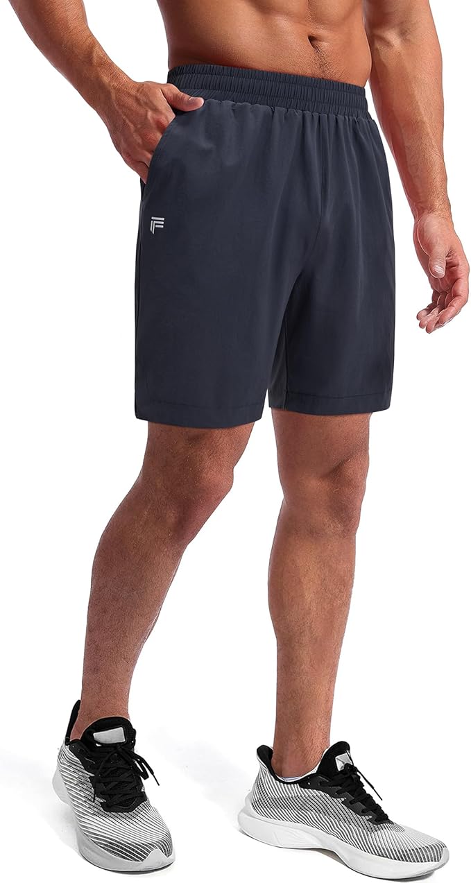 Running Shorts for Men 7 inch Inseam 2 in 1 Quick Dry Athletic Gym Workout Tennis Shorts with Phone Pockets