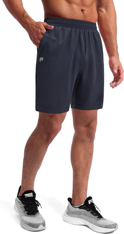 Running Shorts for Men 7 inch Inseam 2 in 1 Quick Dry Athletic Gym Workout Tennis Shorts with Phone Pockets