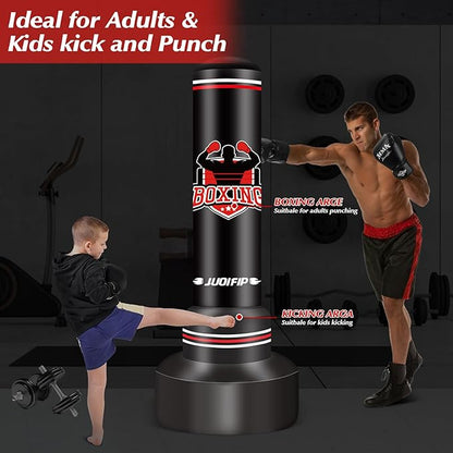 Heavy Punching Bag with Stand Adults Teens,70" Freestanding Boxing Bags Kicking Bag Heavy Bag with Boxing Gloves and Electric Air Pump, Kickboxing Training Equipment Bags Thai Fitness Karate