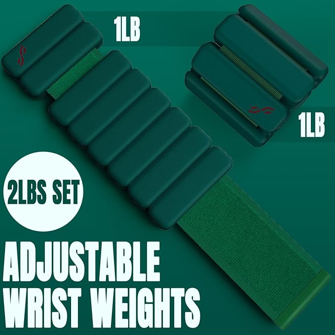 Sportneer Wrist & Ankle Weights for Women Men - 1 Pair (1 lb/2 lb Each) | Adjustable Weighted Bracelet Silicone Bangles for Yoga, Dance, Pilates, Cardio, Aerobics, Gym, Pool Exercises and Jogging