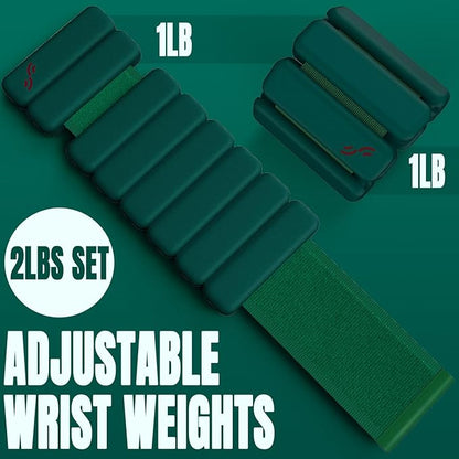 Sportneer Wrist & Ankle Weights for Women Men - 1 Pair (1 lb/2 lb Each) | Adjustable Weighted Bracelet Silicone Bangles for Yoga, Dance, Pilates, Cardio, Aerobics, Gym, Pool Exercises and Jogging