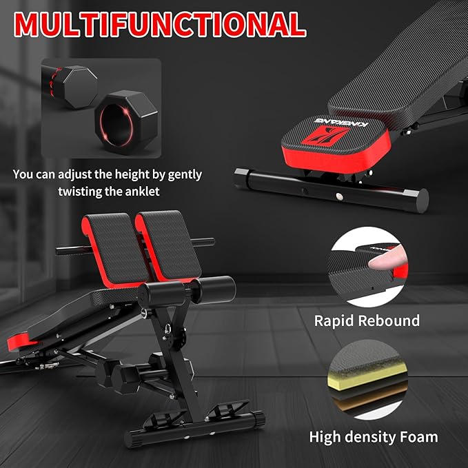 K KiNGKANG Adjustable Weight Bench,Multi-Functional Roman Chair for Full All-in-One Body Workout Hyper Back Extension and Sit up