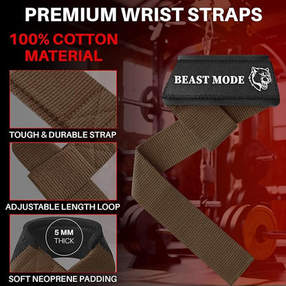TECEUM Lifting Straps for Weightlifting Gym Strength Training - Wrist Straps with Neoprene Padded Cotton - Men & Women – Ideal for Powerlifting, Bodybuilding & Deadlifts