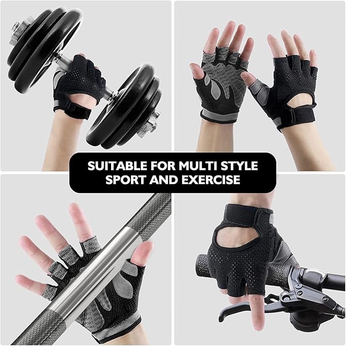 Weight Lifting Gloves for Men Women Gym Half-Finger Glove with Anti Slip Palm Hand Protection for Workout Training, Fitness, Hanging, Pull up, Cycling, Exercise