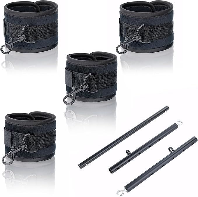 Heavy Duty Stainless Steel Expandable Spreader Bar with 4pcs PU Black--Pink Skull Pattern Detachable Adjustable Straps,Workout Bar for Home Indoor Gym Training Kit