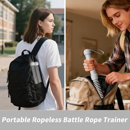Ropeless Battle Ropes Weighted, 2 Pack Portable Cordless Battle Ropes for HIIT & Cardio Full-Body Workout Tool with Non-Slip Spiral Handles, Travel-Friendly Home Gym Equipment for Women & Men