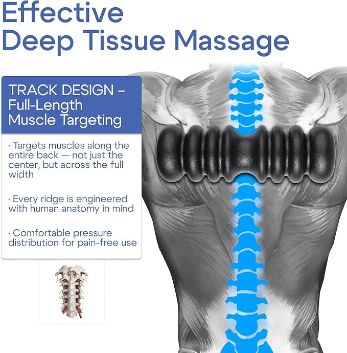 Track Spine Roller & Back Stretcher – Firm Deep Tissue Tool for Myofascial Release, Spinal Decompression, Posture Alignment & Muscle Recovery