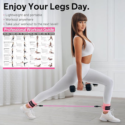 Ankle Resistance Bands with Cuffs, Ankle Bands for Working Out, Ankle Resistance Band for Legs and Glutes Workout Equipment, Butt Exercise Equipment for Women