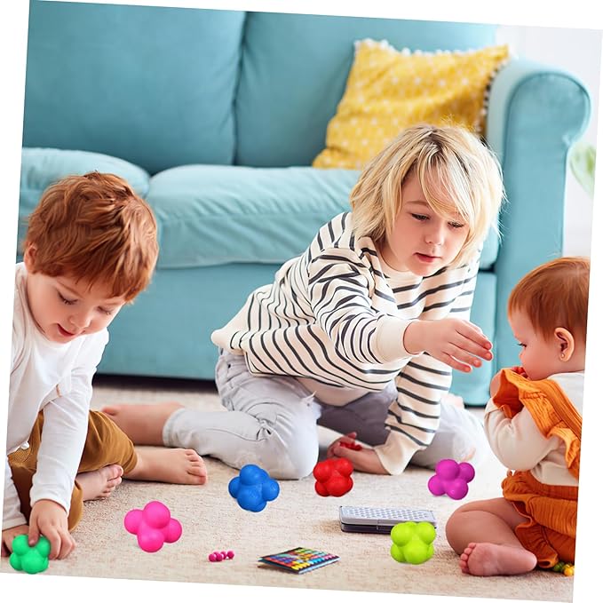 6 Pcs Hexagonal Reaction Training Balls for Fitness Agility and Hand Eye Coordination High Difficulty Challenge with Colorful Bounce Design for Exercises