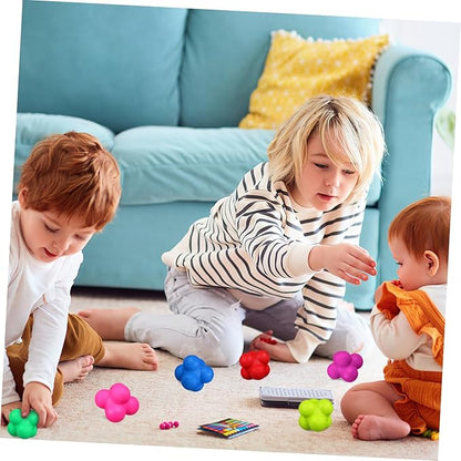 6 Pcs Hexagonal Reaction Training Balls for Fitness Agility and Hand Eye Coordination High Difficulty Challenge with Colorful Bounce Design for Exercises