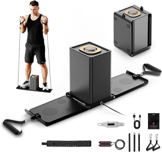 SR3 Pro Smart Home Gym - Max 180lbs All-in-One Foldable Strength Training Machine for Full Body Workouts, Adjustable Resistance Fitness Equipment for Men & Women, Compact Home Workout Cube