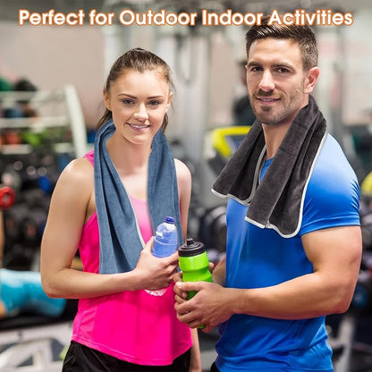 3 Pack Microfiber Gym Towels (14.2" x 30"), Super Soft, Quick Drying, Absorbent Towel for Fitness, Yoga, Swimming, Sports, Workout, Skin-Friendly for Women Men (Grey/Blue/Purple)