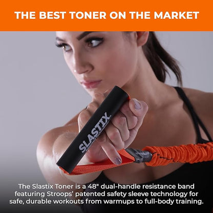 Stroops Slastix Toner Resistance Bands with Handles | Safe Sleeve Exercise Bands for Strength Training, Full Body Workouts, and Home Gym Fitness