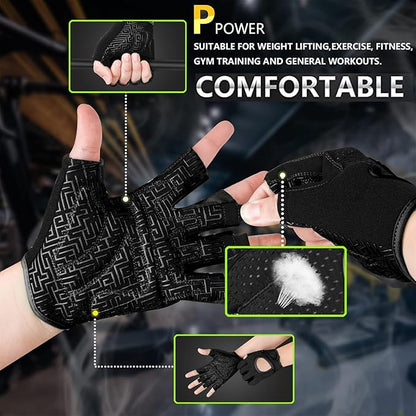 MOREOK Workout Gloves for Men/Women- [3/4 Finger] [Curved Open Back] Weight Lifting Gloves Gym Gloves for Weightlifting,Exercise,Training,Pull ups,Fitness and Rowing