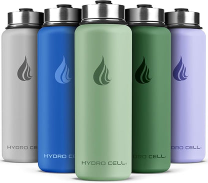 HYDRO CELL Stainless Steel Insulated Water Bottle with Straw - For Cold & Hot Drinks - Metal Vacuum Flask with Screw Cap and Modern Leakproof Sport Thermos for Adults (Sage 40oz)