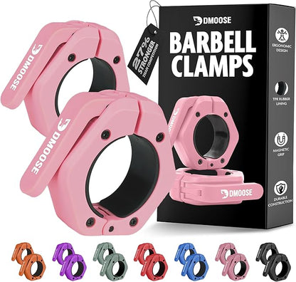 DMoose Fitness Barbell Clips 2 Inch (Pair) - Quick Release Olympic Barbell Clamps & Collars with Anti Slip TPR Grip for Secure Weightlifting and Powerlifting - Weight Clips for Bars at Home or Gym