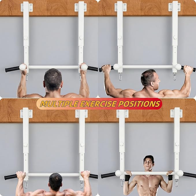 Joist Mounted Pull Up Bar, 800 lbs Heavy Duty Wall Mounted Chin Up Bar, Adjustable Height Pullup Bar for Garage, Basement, Backyard, Beam and Rafter Mount, Easy Installation, Ideal for Multiple Grip Options