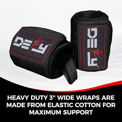 DEFY Fitness Wrist Wraps 18" Professional with Thumb Loops- Premium Quality, Strong Fastening Straps- Men & Women – Best for Weightlifting, Powerlifting,Strength Training