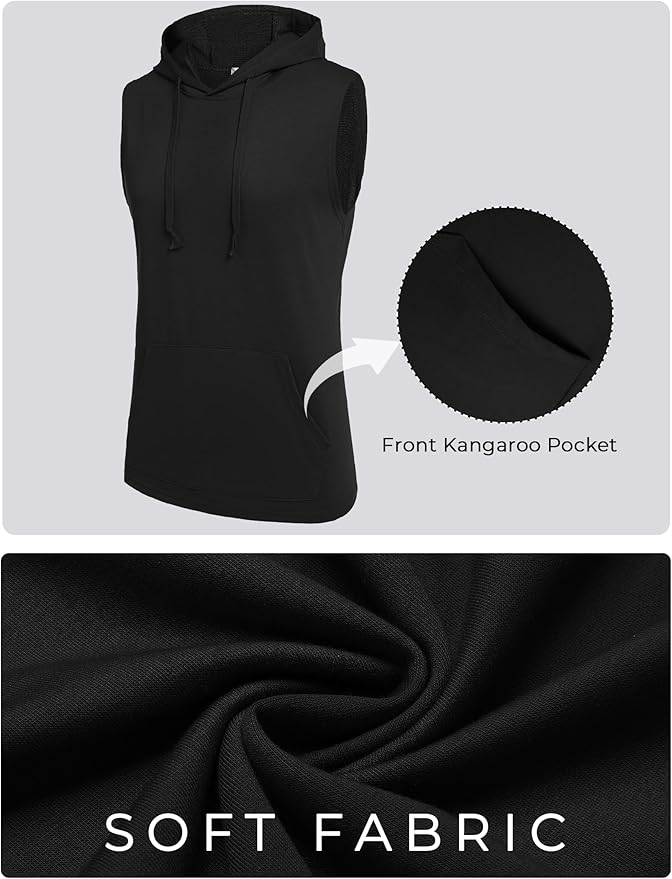 COOFANDY Mens Sleeveless Workout Hoodie Shorts Set 2 Piece Outfits Hooded Tank Tops Gym Tracksuit Sweatsuits