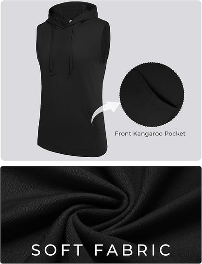COOFANDY Mens Sleeveless Workout Hoodie Shorts Set 2 Piece Outfits Hooded Tank Tops Gym Tracksuit Sweatsuits