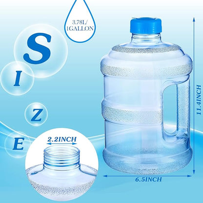Bokon 2 Pieces gallon water jugs Round Plastic Water Bottle with Handle Screw Cap Reusable Large Capacity Bottle for Camping Outdoor Travel Gym Use
