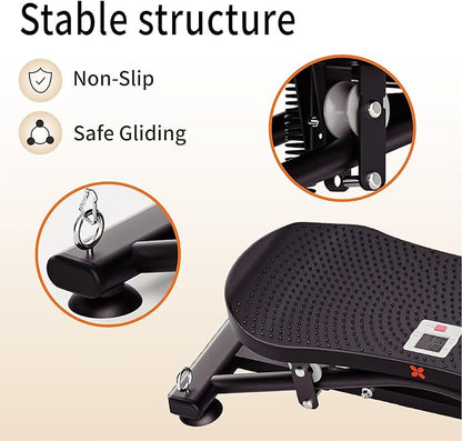 Balance Board for Adults, Rocking Stepper with Resistance Bands, Portable Wobble Board with LCD Monitor, 300 lbs Capacity Ski Trainer for Full Body Workout at Home Gym