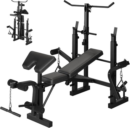 Adjustable Weight Bench for Home Gym, Multi-Function Strength Training Bench with Foldable Design, Heavy-Duty Steel Frame, Incline Decline Flat Positions, Full Body Workout Equipment