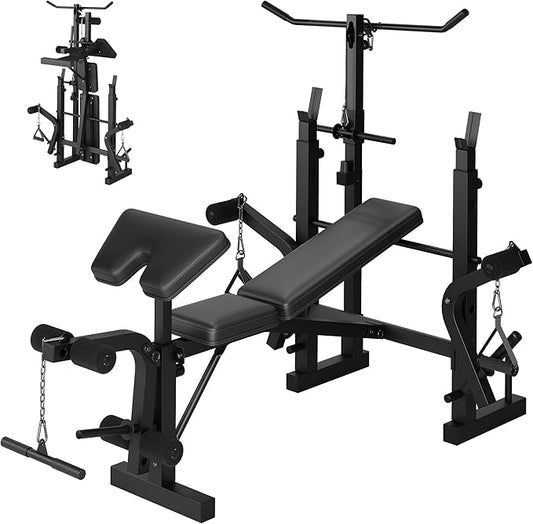 Adjustable Weight Bench for Home Gym, Multi-Function Strength Training Bench with Foldable Design, Heavy-Duty Steel Frame, Incline Decline Flat Positions, Full Body Workout Equipment