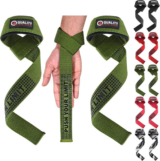 QTF Lifting Wrist Straps for Weightlifting, Gym Wrist Wraps Padded Wrist Support Wraps, Bodybuilding, Powerlifting, Deadlifting and Secure Grip