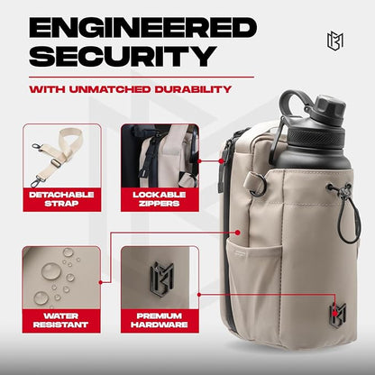 Magnetic Bottle Bag Sling Bag for Men and Women | Gym Bag for Gym, Travel, Work, and Sports | Keep Your Items off the Dirty Gym Floor With Magnetic Attachment (Cream)