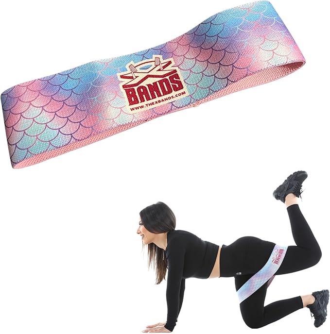 The X Bands Exercise Resistance Bands - Non-Slip Extra Thick Fabric Hip Loop Booty Bands - 20, 30, 40, 50 lb - Fitness Workout for Legs, Butt Training, Stretching, Yoga