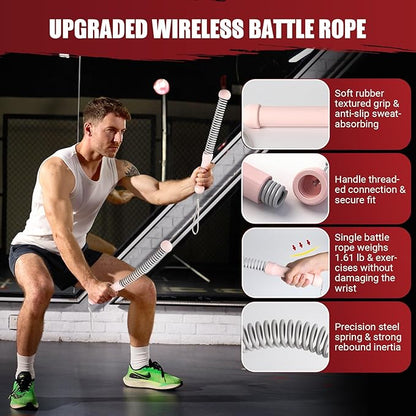 Weighted Ropeless Battle Ropes, Heavy Duty Portable Cordless Battle Ropes for Home Gym with Poster, Workout Exercise Rope for Strength Building, HIIT and Low-Impact Aerobic Training for Men & Women
