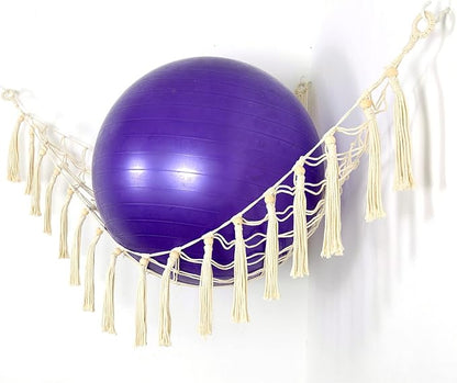 Exercise Ball Holder Yoga Ball Rack Corner Hanging Storage Net or Hammock for Fitness Ball Balance Ball Organizer Pregnancy Stability Ball Swiss Balance Ball for Yoga Studio and Gym
