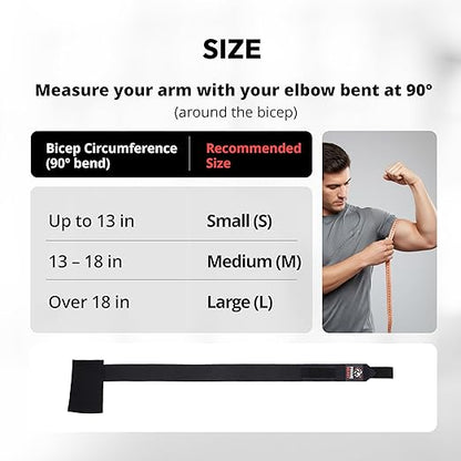 Elbow Wraps for Weightlifting - 40” 45” 50” Compression Strap & Sleeve Design for Bench Press and Fitness Training (1 Pair, Large)