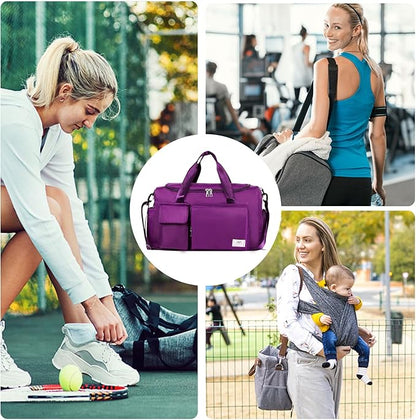 FIORETTO Women's Gym Duffle Bag with Shoes Compartment, 30L Capacity, Ideal for Travel, Gym, Sports, Duffel, Weekender