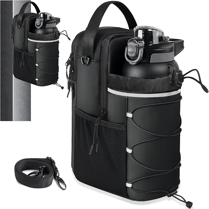 Magnetic Gym Bag for Men and Women, Water Bottle Holder, Gym Pouch with Shoulder Strap for Travel, Sports, Work, Fitness (Strap)