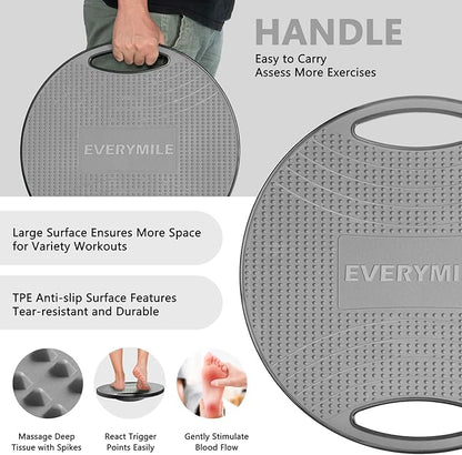 EVERYMILE Wobble Balance Board, Exercise Balance Stability Trainer Portable Balance Board with Handle for Workout Core Trainer Physical Therapy & Gym No-Skid Surface