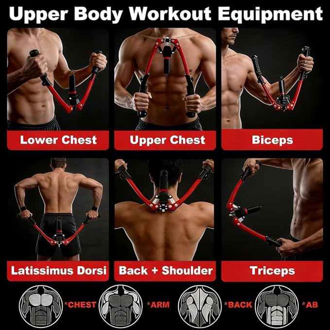 Twister Arm Trainer,with Adjustable Hydraulic Resistance 22-440LBS,3-in-1 Chest Expander Arm Exerciser with Ab Roller Wheel,Home Gym Equipment for Chest,Arms,Shoulders & Abdominal Workout,Black