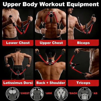 Twister Arm Trainer,with Adjustable Hydraulic Resistance 22-440LBS,3-in-1 Chest Expander Arm Exerciser with Ab Roller Wheel,Home Gym Equipment for Chest,Arms,Shoulders & Abdominal Workout,Black